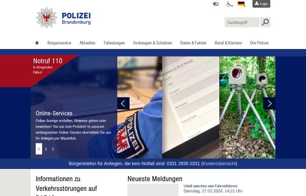Vorschau von www.internetwache.brandenburg.de, Polizei Brandenburg