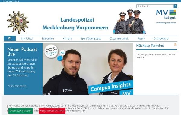 Vorschau von www.polizei.mvnet.de, Polizei Mecklenburg-Vorpommern