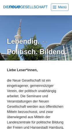 Vorschau der mobilen Webseite www.die-neue-gesellschaft.de, Die Neue Gesellschaft - Vereinigung für politische Bildung e.V.