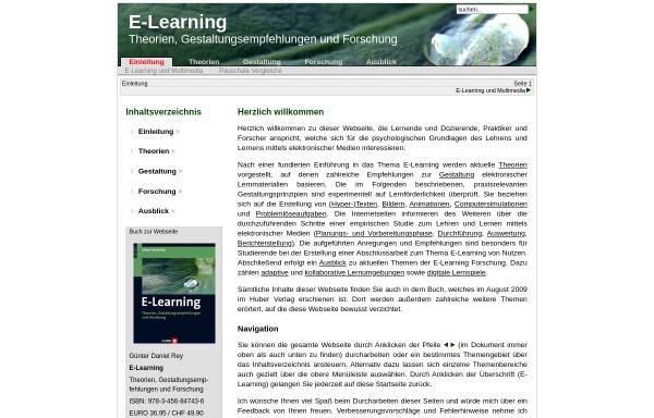 Vorschau von www.elearning-psychologie.de, E-Learning. Theorien, Gestaltungsempfehlungen und Forschung