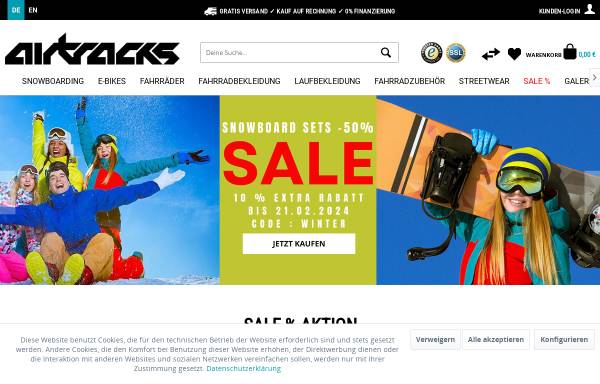 Vorschau von www.airtracks.de, Airtracks Snowboards - Snowboard Online Shop