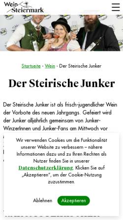 Vorschau der mobilen Webseite steirischerjunker.at, Steirischer Junker - der Jungwein aus der Steiermark