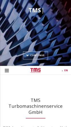 Vorschau der mobilen Webseite www.turbomaschinenservice.de, TMS Turbomaschinenservice GmbH