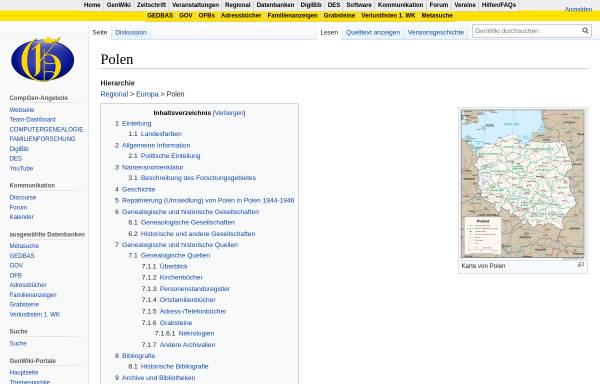 Vorschau von wiki-de.genealogy.net, GenWiki - Polen