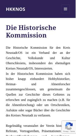 Vorschau der mobilen Webseite hkknos.eu, Historische Kommission für den Kreis Neustadt/Oberschlesien e.V.
