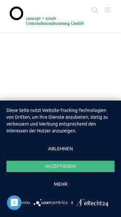Vorschau der mobilen Webseite www.conres.de, Concept + Result Unternehmensberatung GmbH