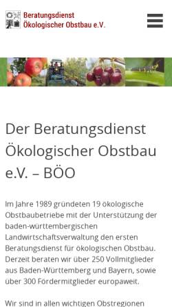 Vorschau der mobilen Webseite www.oekoobstbau.de, Beratungsdienst Ökologischer Obstbau e.V.