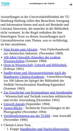 Vorschau der mobilen Webseite www.tuhh.de, Ausstellungen in der Technischen Universitätsbibliothek Hamburg-Harburg