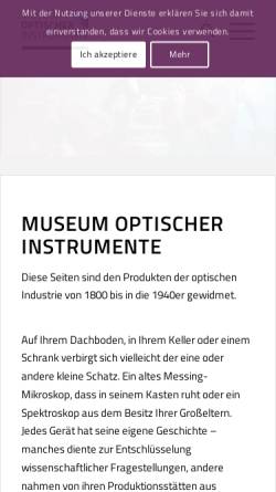 Vorschau der mobilen Webseite www.musoptin.com, Museum optischer Instrumente