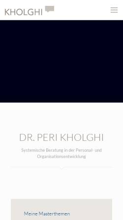 Vorschau der mobilen Webseite www.kholghi.de, Dr. Peri Kholghi - Unternehmensberatung für Personalentwicklung und Organisationsentwicklung