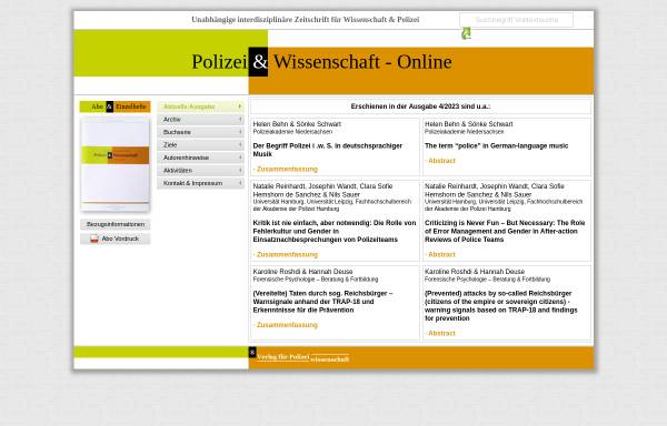 Vorschau von www.polizeiundwissenschaft-online.de, Polizei & Wissenschaft-Online