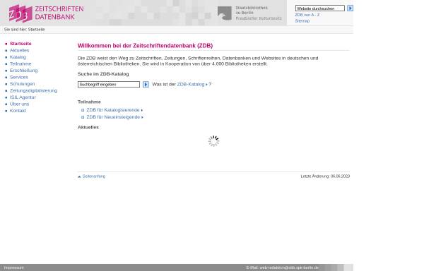 Vorschau von www.zeitschriftendatenbank.de, Zeitschriftendatenbank (ZDB)