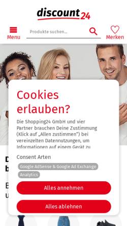 Vorschau der mobilen Webseite www.discount24.de, Discount24 GmbH & Co. KG