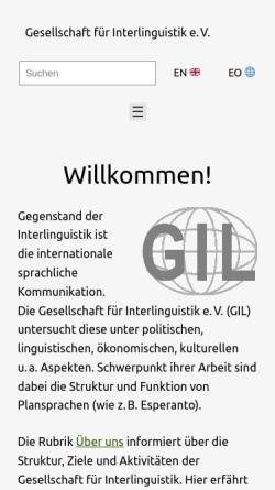 Vorschau der mobilen Webseite www.interlinguistik-gil.de, Gesellschaft für Interlinguistik