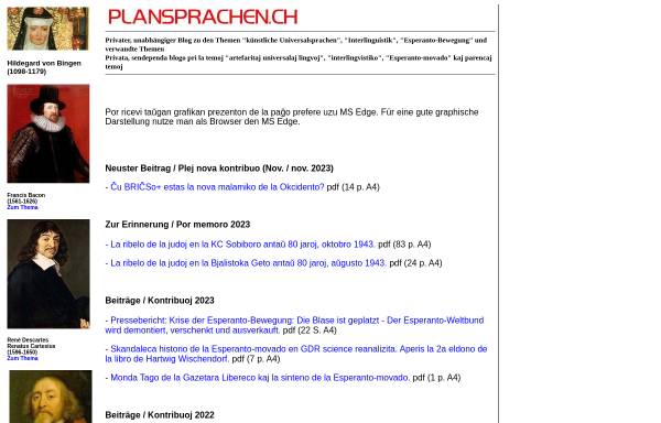 Vorschau von www.plansprachen.ch, Plansprachen