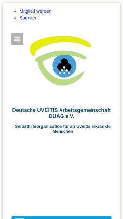Vorschau der mobilen Webseite www.duag.org, Deutsche UVEITIS Arbeitsgemeinschaft DUAG e.V.