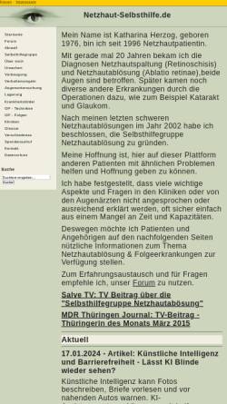 Vorschau der mobilen Webseite www.netzhaut-selbsthilfe.de, Selbsthilfegruppe Netzhautablösung