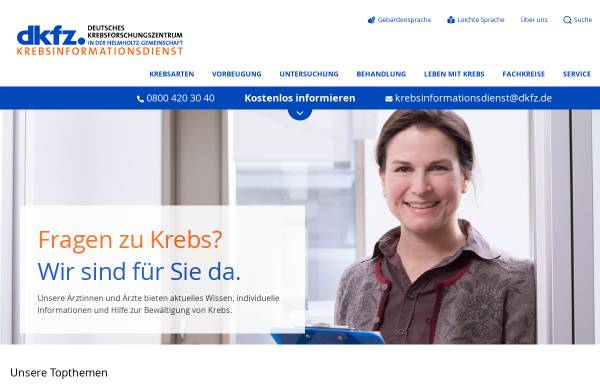 Vorschau von www.krebsinformationsdienst.de, Krebsinformationsdienst (KID)