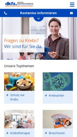 Vorschau der mobilen Webseite www.krebsinformationsdienst.de, Krebsinformationsdienst (KID)