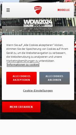 Vorschau der mobilen Webseite www.ducati.de, Ducati Motor Deutschland
