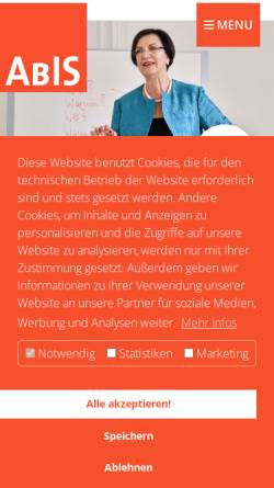Vorschau der mobilen Webseite www.abis-in-leipzig.de, ABIS - Ausbildungsinstitut für Systemische Therapie und Beratung in Leipzig