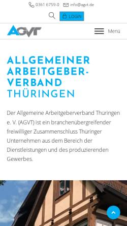 Vorschau der mobilen Webseite www.agvt.de, Allgemeiner Arbeitgeberverband Thüringen e.V. [AGVT]