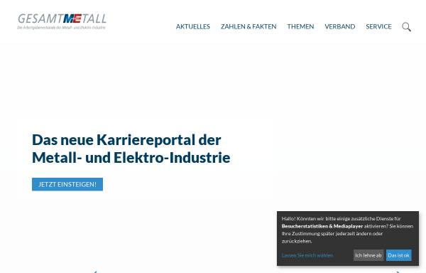 Vorschau von www.gesamtmetall.de, Arbeitgeberverband der Metall- und Elektro-Industrie e.V.