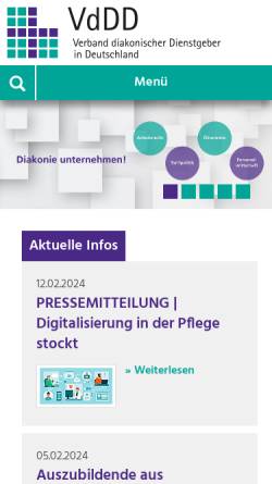 Vorschau der mobilen Webseite www.v3d.de, Verband diakonischer Dienstgeber in Deutschland (VdDD)
