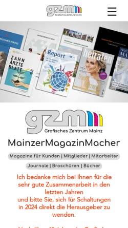 Vorschau der mobilen Webseite www.gzm-mainz.de, Grafisches Zentrum Mainz Bödige GmbH