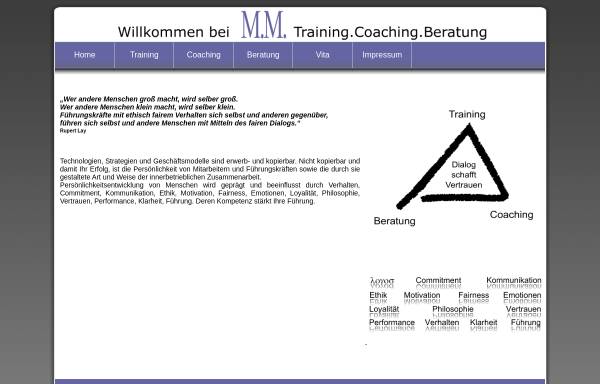 Vorschau von www.mm-coaching.de, MM Training Coaching Mediation für Führungskräfte - Manuela Müller