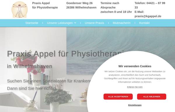 Vorschau von www.kgappel.de, Praxis für Physiotherapie Appel Inh. Andrea Endelmann