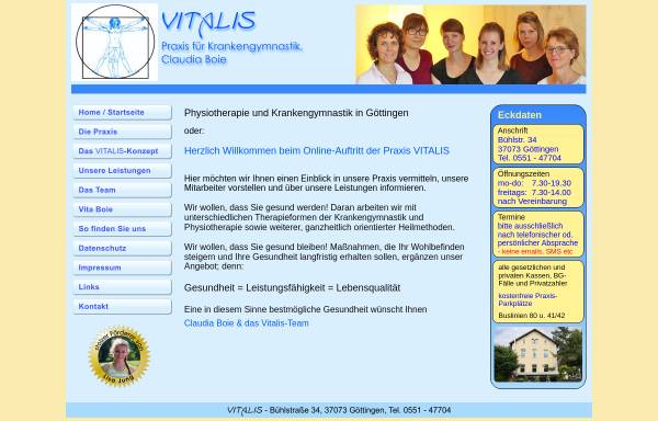 Vorschau von www.praxis-vitalis.de, Vitalis- Praxis für Krankengymnastik, Claudia Boie