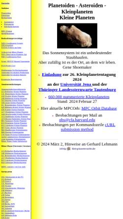 Vorschau der mobilen Webseite www.kleinplanetenseite.de, Asteroiden