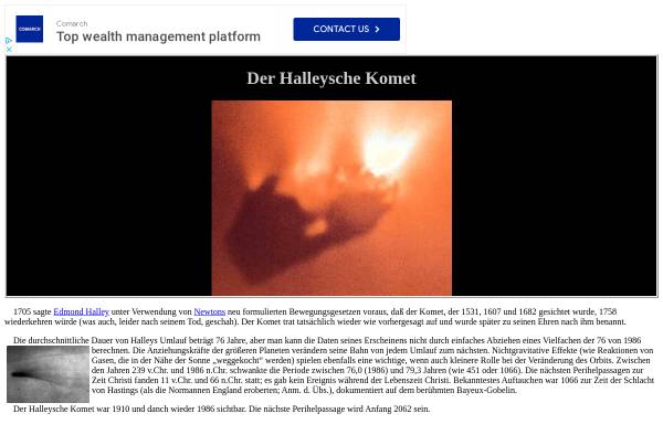 Vorschau von www.neunplaneten.de, Komet Halley