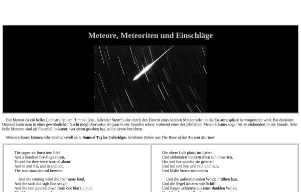 Vorschau von www.neunplaneten.de, Meteorite, Meteoriten und Einschläge