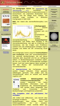 Vorschau der mobilen Webseite www.vds-sonne.de, Fachgruppe Sonne der Vereinigung der Sternfreunde (VdS) e.V.
