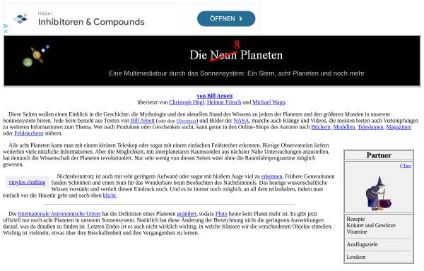 Vorschau von www.neunplaneten.de, Die Neun Planeten