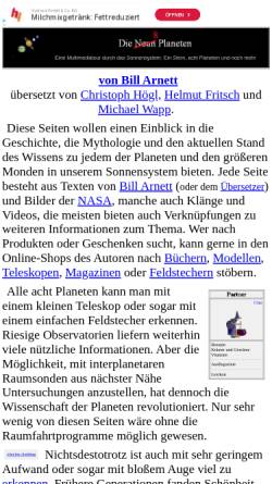 Vorschau der mobilen Webseite www.neunplaneten.de, Die Neun Planeten