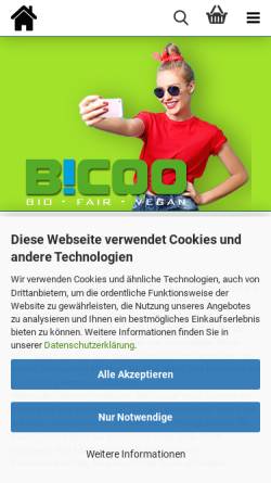 Vorschau der mobilen Webseite bio-t-shirts.de, BiCoo, Ingo Kreft