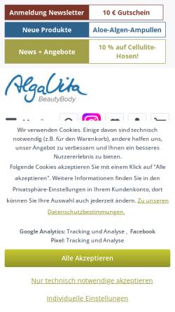 Vorschau der mobilen Webseite www.algavita.de, AlgaVita-BeautyBody, Monika Eickhoff