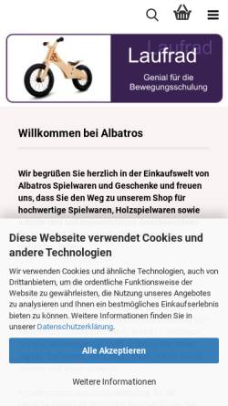 Vorschau der mobilen Webseite www.albatros-holzspielzeug.de, Albatros Spielwaren und Geschenke - Karl-Heinz Deisböck