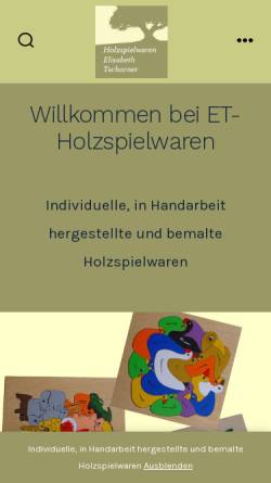 Vorschau der mobilen Webseite www.et-holzspielwaren.ch, Holzspielwaren Elisabeth Tscharner