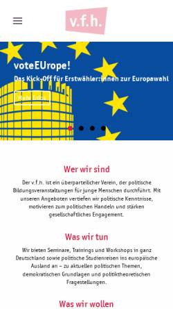 Vorschau der mobilen Webseite www.vfh-online.de, Verein zur Förderung politischen Handelns e.V.