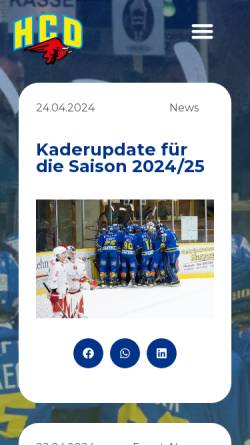 Vorschau der mobilen Webseite www.hcduedingen.ch, Hockey Club - Düdingen Bulls