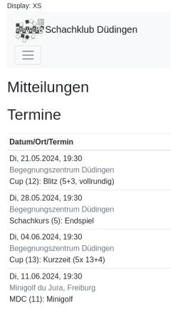 Vorschau der mobilen Webseite www.senseschach.ch, Schachklub Düdingen