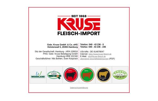Vorschau von kruse-fleisch.de, Gebr. Kruse GmbH