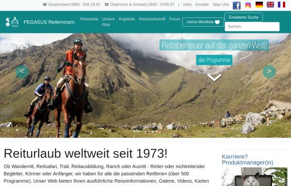 Vorschau von www.reiterreisen.com, Pegasus Reiterreisen & Equitour AG