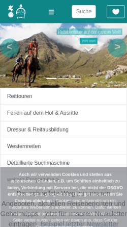 Vorschau der mobilen Webseite www.reiterreisen.com, Pegasus Reiterreisen & Equitour AG