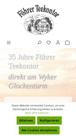 Vorschau der mobilen Webseite www.foehrerteekontor.de, Föhrer Teekontor GmbH