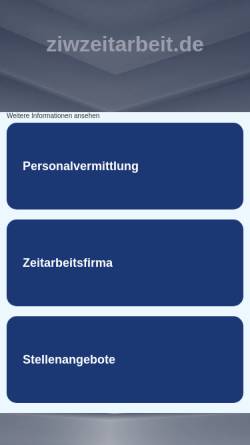 Vorschau der mobilen Webseite www.ziwzeitarbeit.de, ZIW Zeitarbeit GmbH
